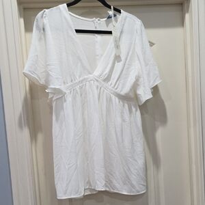 She +‎ Sky White V-Neck Mini Dress